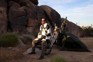 Abel Brown Alpha blanket is an excellent alternative to a sleeping bag for motorcycle campers.