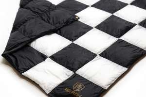 Abel Brown Alpha blanket is an excellent alternative to a sleeping bag for motorcycle campers.