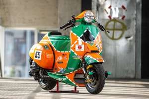 A custom Vespa PX 80 Mazda 787B tribute